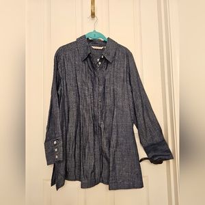 NWOT Soft Surroundings Button Down Tunic- Denim Blue- Petite Small
